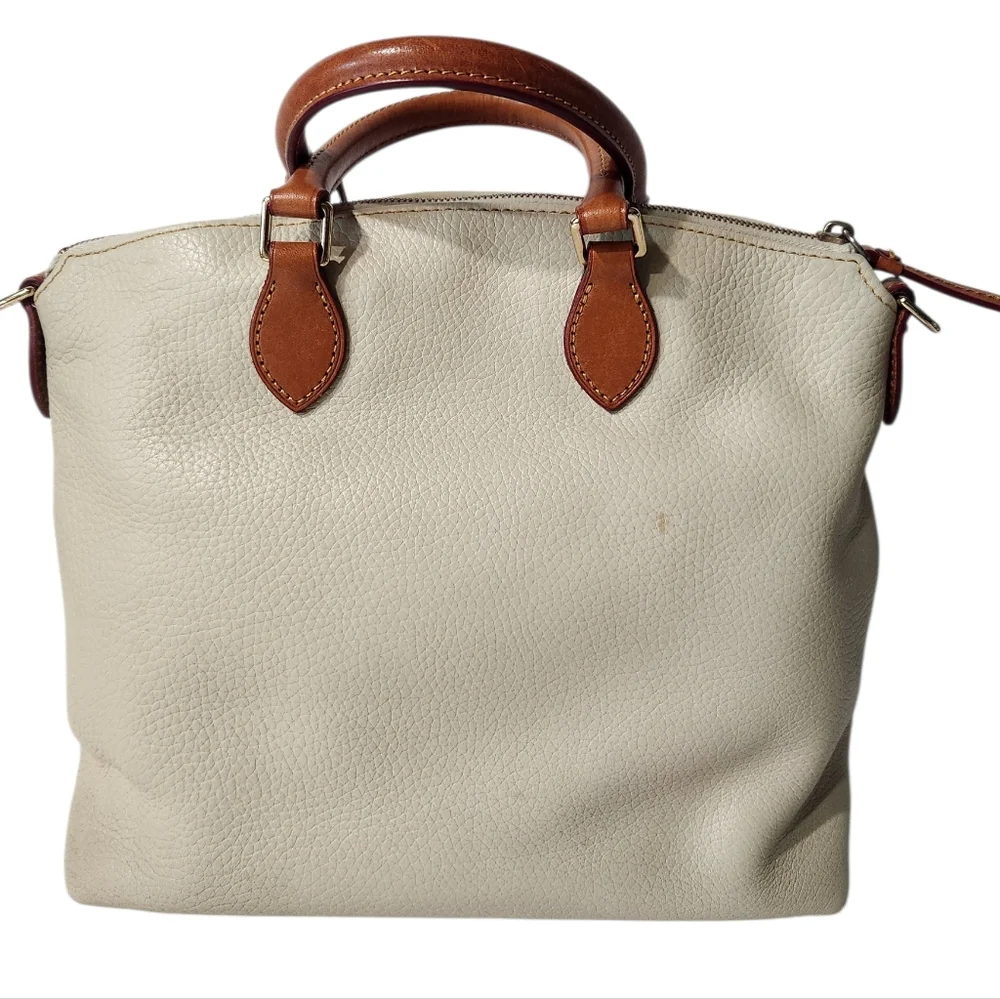Dooney & Bourke Dillen Pebbled Leather Double Pocket Satchel Cream